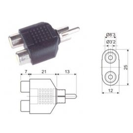Adaptador RCA macho a 2 RCA...