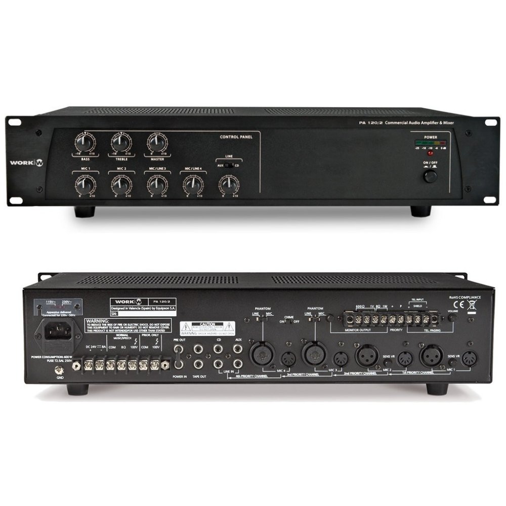 Amplificador de megafonia  WORK PA-120/2