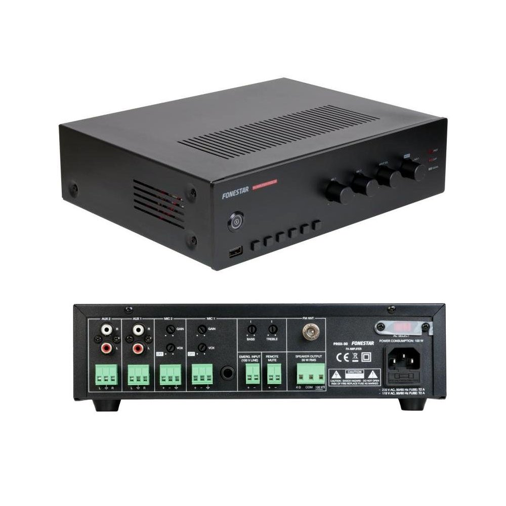 Amplificador de megafonia  30w reproductor MP3/FM Fonestar PROX-30